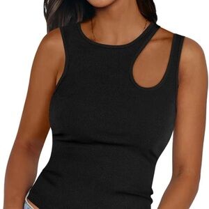 Black Sleeveless Cutout Tank